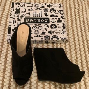Bamboo Wedge Heels - black 8.5